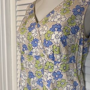 A-line Cotton floral sleeveless dress wrap bust & empire waist